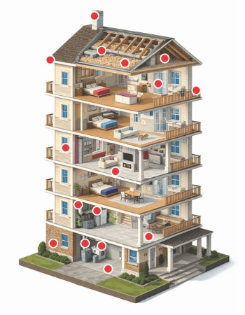 Potential asbestos hazard areas